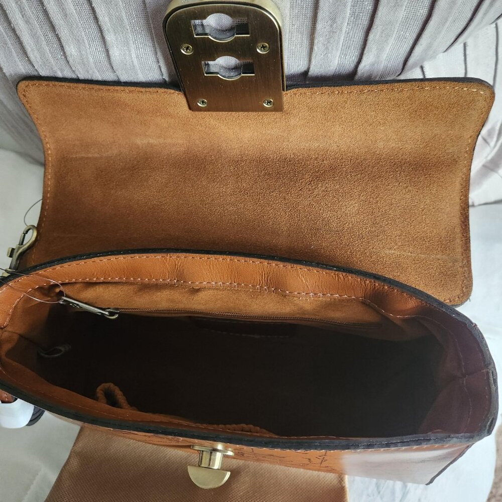 Patricia Nash Brown Signature Map Carisbrooke Riot Rust Satchel Set 4pc Set - Picture 11 of 17